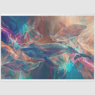 Neon Whale Water World Decoupage Tissue Paper