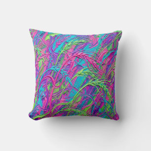 Neon Wheat Field Throw Pillow – Modern Home Accent