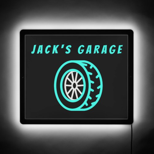 Neon Wheel Custom Garage Illuminated Sign