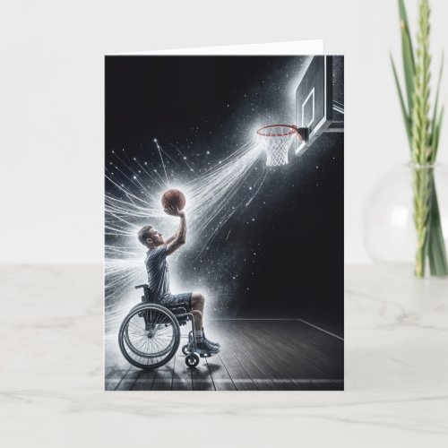 Neon Wheelchair Basketball Player Birthday Card