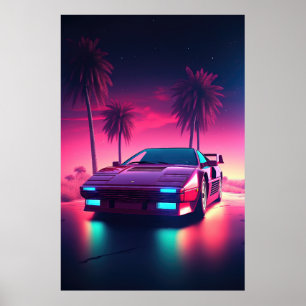 Neon Wheels: A Synthwave Drive into the Future Poster