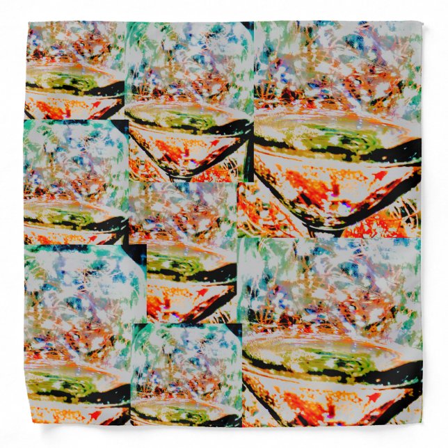 Neon Whimsical Vibrantly colored Wine Glass Bandana (Front)