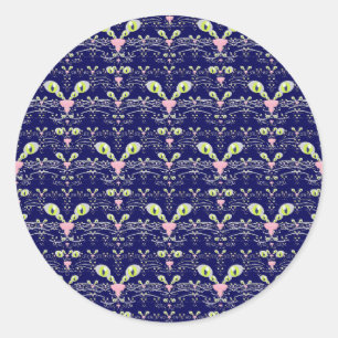 Neon whiskers and midnight blues Mug Classic Round Sticker