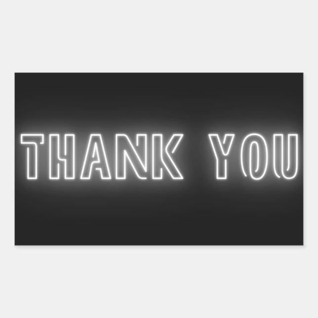 Neon White Sign Trendy Thank You Rectangular Sticker (Front)