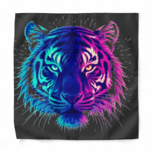 Neon White Tiger – Glowing Cyberpunk Wildlife Art Bandana