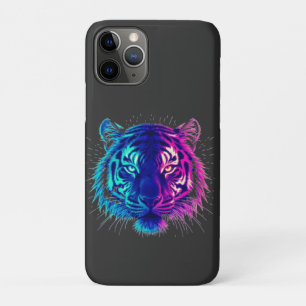 Neon White Tiger – Glowing Cyberpunk Wildlife Art iPhone 11 Pro Case