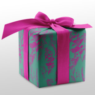 Neon Wildflower Pink & Turquoise Wrapping Paper Sheets
