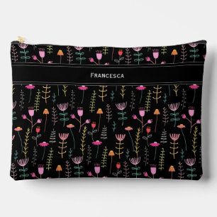 Neon Wildflowers, custom monogram Accessory Pouch