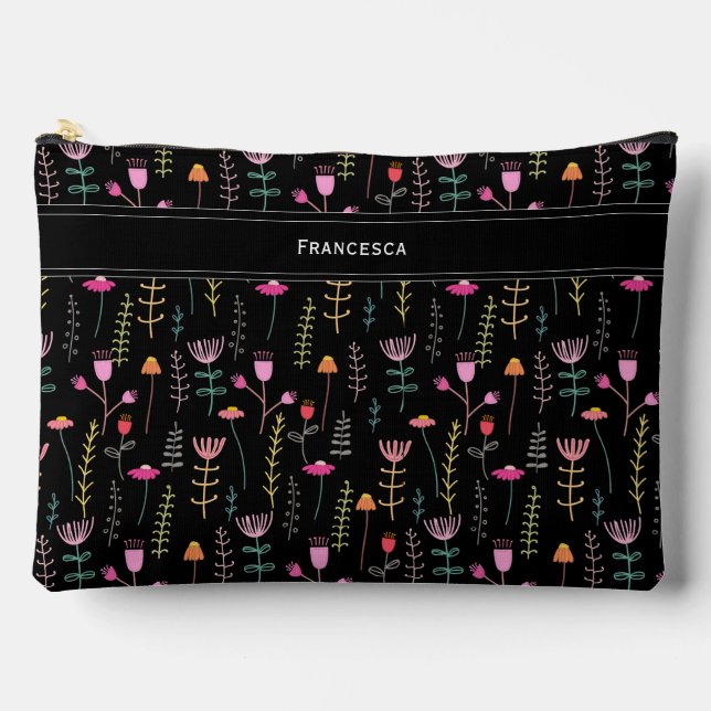 Neon Wildflowers, custom monogram  Accessory Pouch (Front)