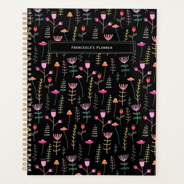 Neon Wildflowers, custom monogram  Planner (Front)