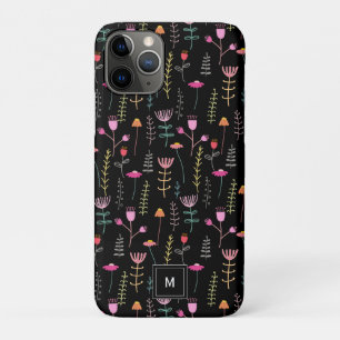 Neon Wildflowers on Black, iPhone 11 Pro Case