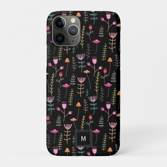 Neon Wildflowers on Black,  Case-Mate iPhone Case (Back)