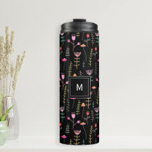 Neon Wildflowers on Black, monogrammed 
