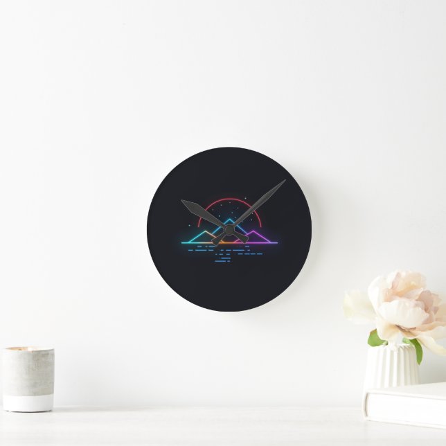 Neon Winter Streetwear Mood Artwork Round Clock (Home)