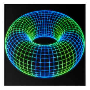 Neon Wireframe Torus Acrylic Print