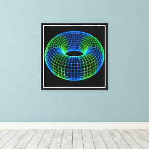 Neon Wireframe Torus Canvas Print