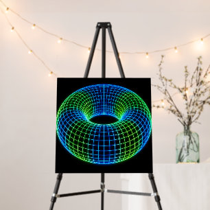 Neon Wireframe Torus Foam Board