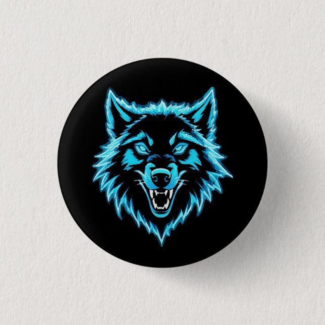 Neon Wolf Button (Front)