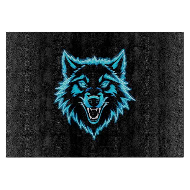 Neon Wolf Cutting Board (Front)