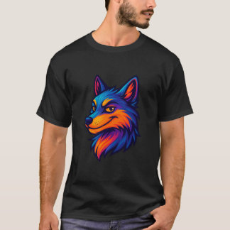 Neon Wolf Head – Vibrant Tribal Animal Art T-Shirt