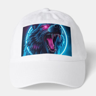 Neon Wolf Horror Glowing Eyes Dark Fantasy Animal Hat