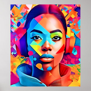 Neon Woman Dreams Digital Art Poster