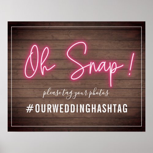 Neon Wood Plank Wedding Hashtag Sign