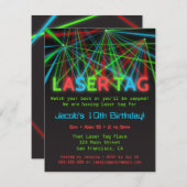 Neon Words Laser Tag Birthday Party Invitations (Front/Back)