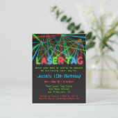 Neon Words Laser Tag Birthday Party Invitations (Standing Front)
