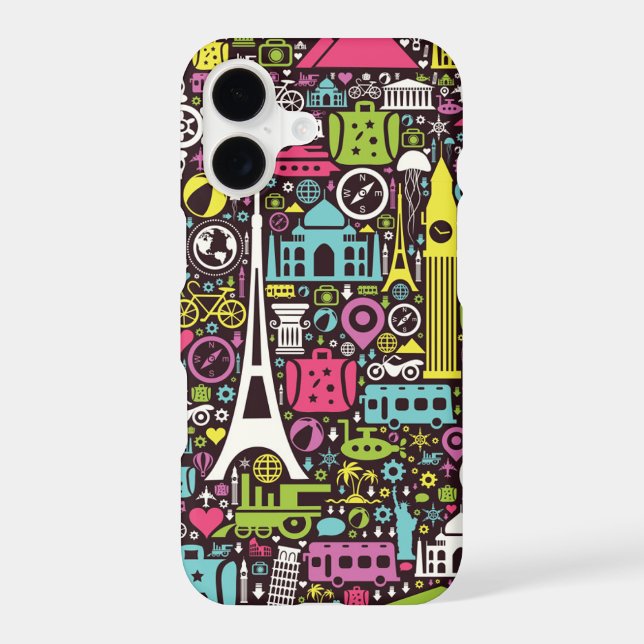 Neon World Icons Pattern Case-Mate iPhone Case (Back)