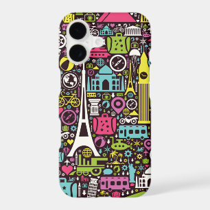 Neon World Icons Pattern iPhone 17 Case