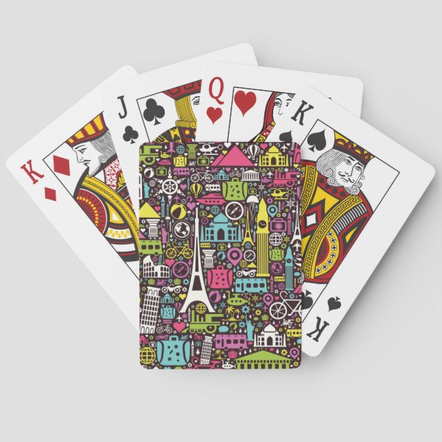 Neon World Icons Pattern Poker Cards (Back)