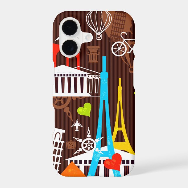 Neon World Travel Pattern Iphone Case (Back)