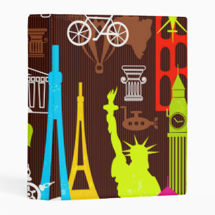 Neon World Travel Pattern Mini Binder