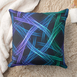 Neon Woven Light Ribbons Abstract Fusion Design  Throw Pillow