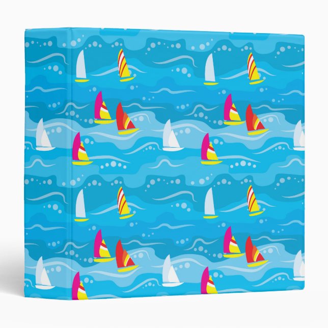 Neon Yacht Pattern 3 Ring Binder (Front/Spine)