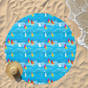 Neon Yacht Pattern Beach Towel