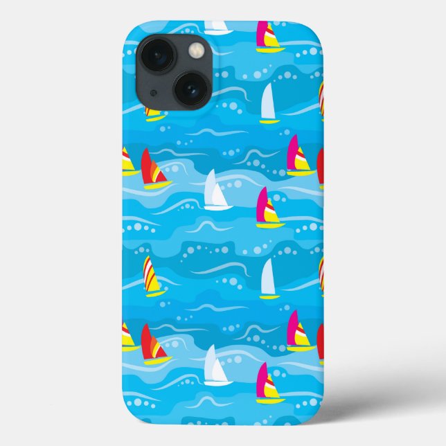 Neon Yacht Pattern Case-Mate iPhone Case (Back)
