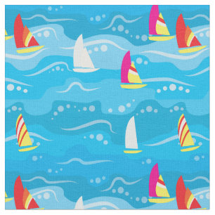 Neon Yacht Pattern Fabric