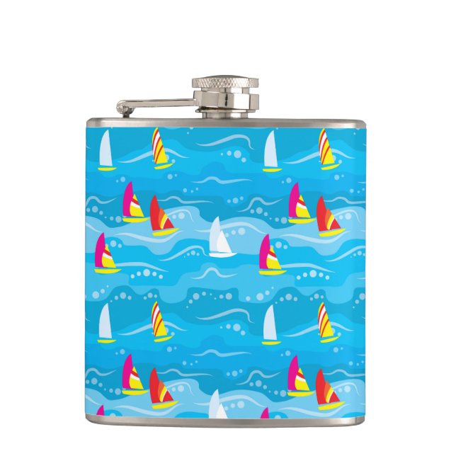 Neon Yacht Pattern Flask (Front)