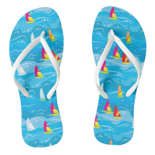 Neon Yacht Pattern Flip Flops