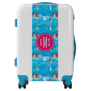 Neon Yacht Pattern  Monogram Luggage