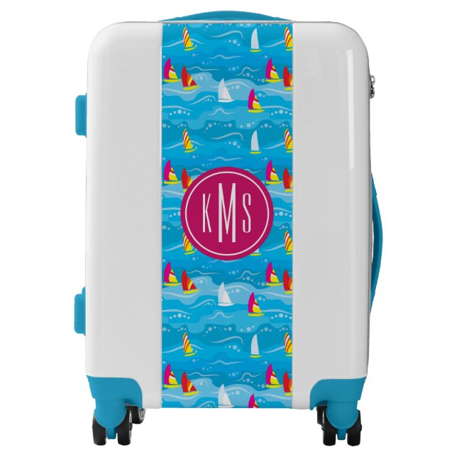 Neon Yacht Pattern| Monogram Luggage (Front)