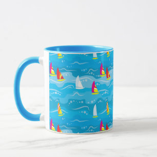 Neon Yacht Pattern Mug