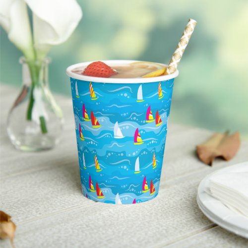 Neon Yacht Pattern Paper Cups