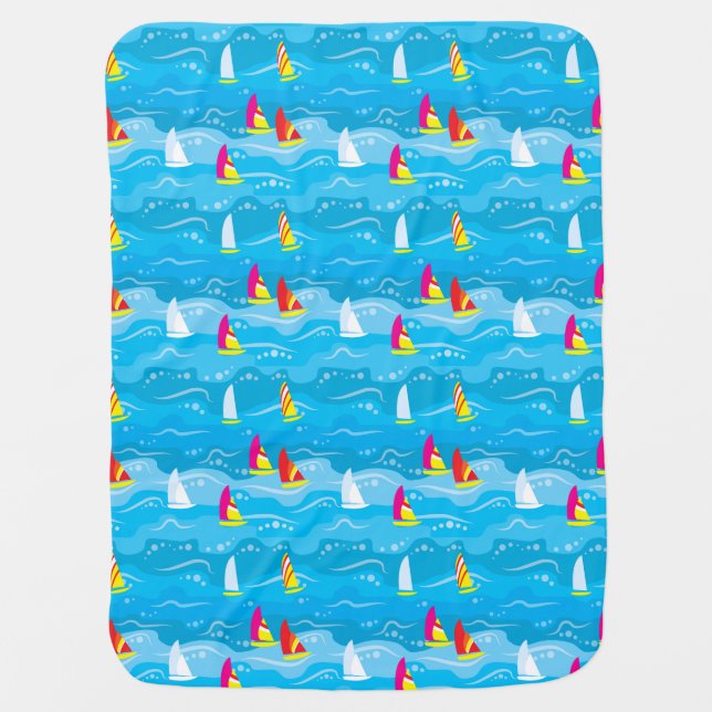 Neon Yacht Pattern Stroller Blanket (Front)