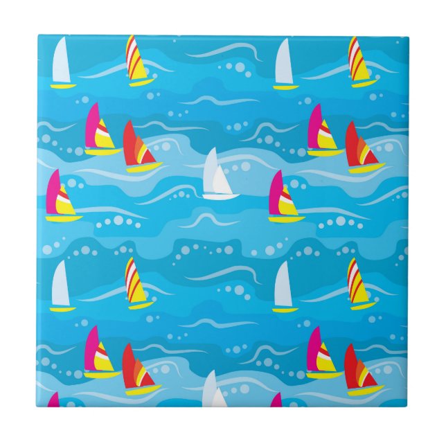 Neon Yacht Pattern Tile (Front)