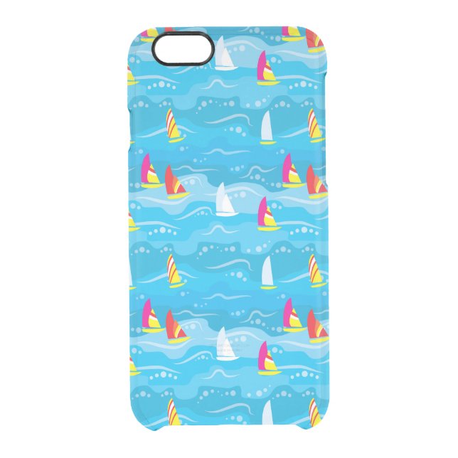 Neon Yacht Pattern Uncommon iPhone Case (Back)