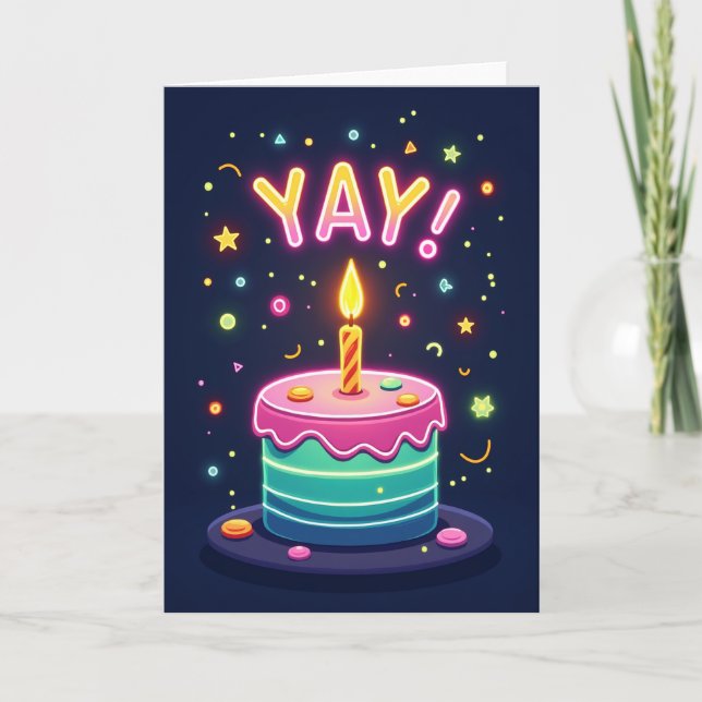 Neon Yay Birthday Card (Front)