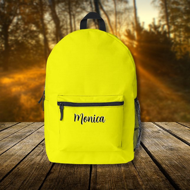 Neon Yellow and Black 3D Personalized Name  Printed Backpack (Creator Uploaded)